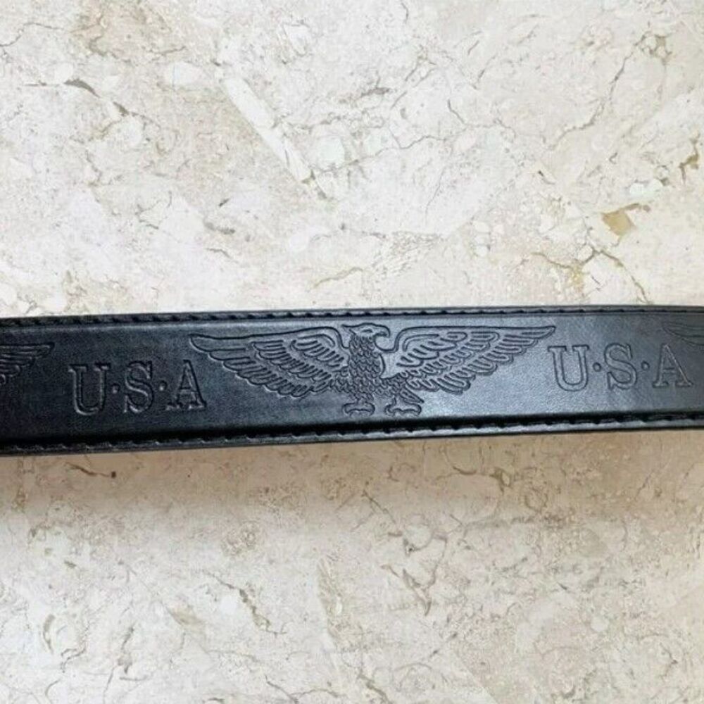 NEW Tooled Black Leather Belt Mens Size L USA American EAGLE Biker Western - Picture 4 of 10